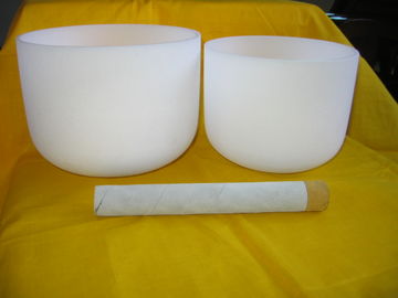 Frosted crystal singing bowls with free rings
