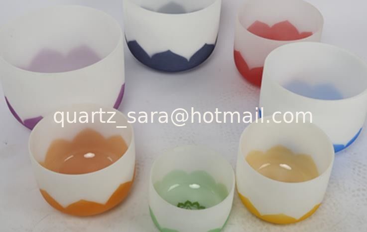 Direct Manufacturer Frosted Lotus  Chakra  Crystal Singing Bowl all kinds of size and chakra note
