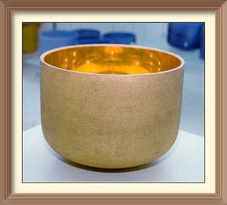 Gold coated crystal singing bowl