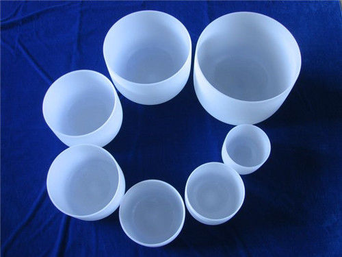 Clear handle crystal singing bowls made of high purity quartz