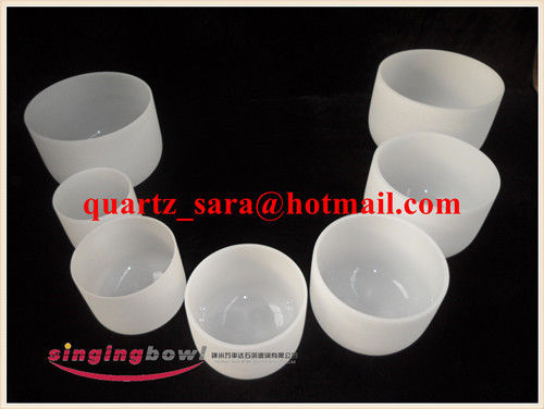 Quartz Crystal Singing Bowl 12 inch 30 cm Frosted Chakra Green F Note