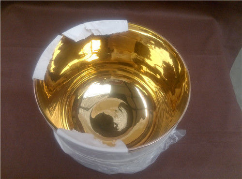 Two Sides Gold Painted Clear Crystal Singing Bowls for sound healing from china manufacturer