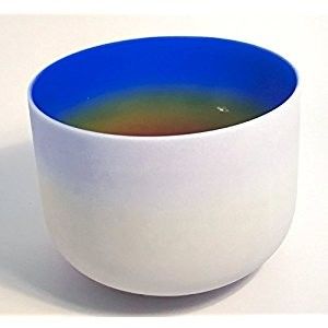 Rainbow Color Note F Heart Chakra Frosted Quartz Crystal Singing Bowl 8" with carryng bag