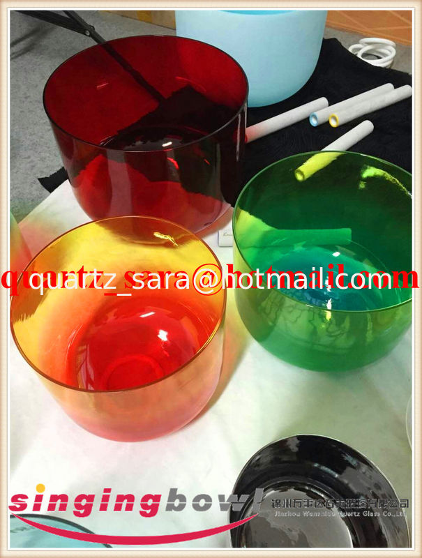 Color handle clear crystal singing bowl