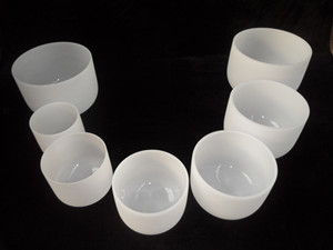 White Chakra Tuned Quartz Singing Bowl Sets Hand Selected with perfect harmony