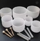 White Frosted Crystal singing bowls with carrying case and suede mallet for sound therapy