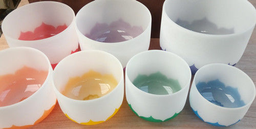 Chakra Lotus  Quartz Crystal Singing Bowls Full Sets Wholesale Price with Reverberation Time
