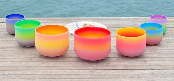 Frosted Rainbow Color Quartz Crystal Singing Bowl for Sould Therapy or Healing made in china