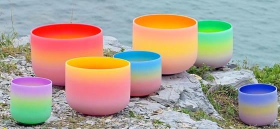 Frosted Rainbow Color Quartz Crystal Singing Bowl for Sould Therapy or Healing made in china
