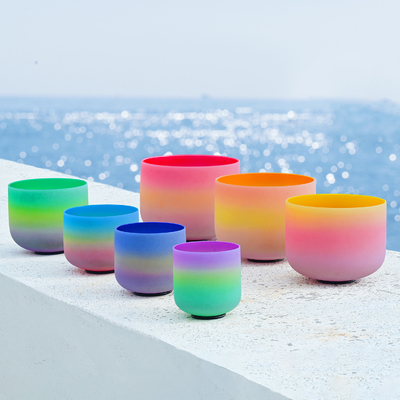 Frosted Rainbow Color Quartz Crystal Singing Bowl for Sould Therapy or Healing made in china