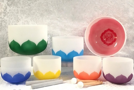 Provides Frosted Singing Bowl with Chakra Tone  CDEFGAB Tone