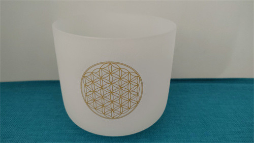 Flower of Life  Quartz Crystal Singing Bowl Set with free Mallet and O-Rings made of high purity quartz