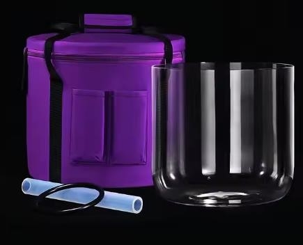 Clear Crystal Singing Bowls with carrying bag and mallets