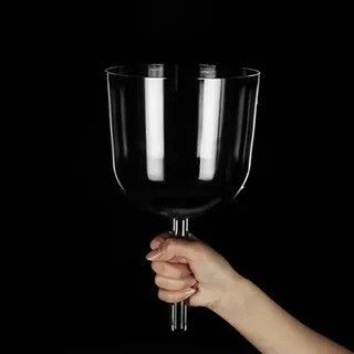 Portable hand held crystal singing bowl with handles