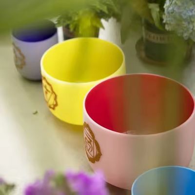 Chakra color frosted singing bowl set 8-14''