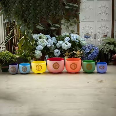 Chakra color frosted singing bowl set 8-14''