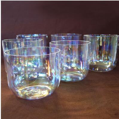 Clear fused crystal singing bowls with carrying case and rubber mallets