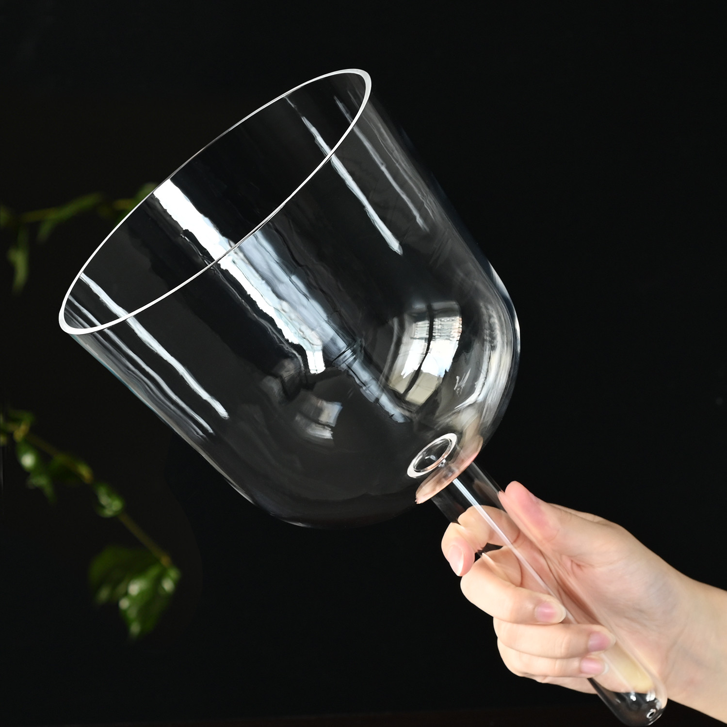 Clear Handheld Crystal Singing Bowl for Sound Healing Stress Relief