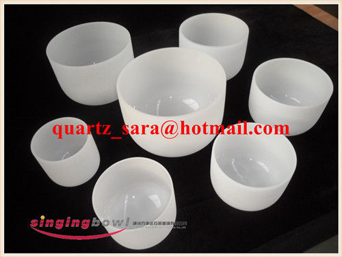 Chakra Tuned Set  Frosted Quartz Crystal Singing Bowl 8''-14'' 432hz Pitch
